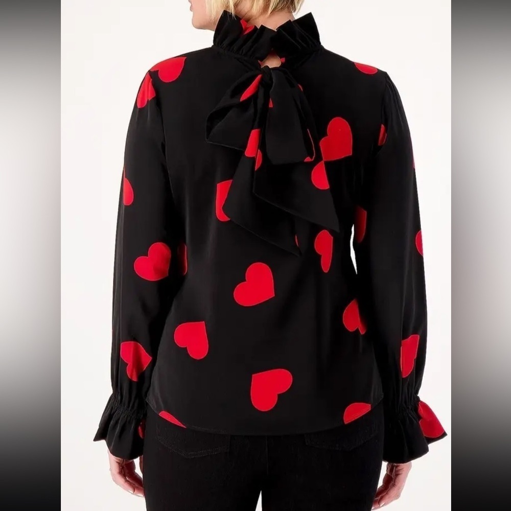 Studio Park x Shawn Killinger Stretch Woven Bow Blouse Crimson Heart, 3X NWOT